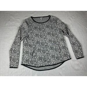 ELLE Women's Long Sleeve Rose Print Top Size L